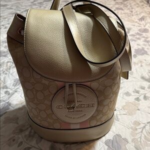 Coach Beige and Pink Signature Backpack
